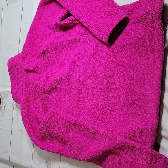 North Face Womens Half Button Anorak Fleece Pullover Beautiful Pink Jacket Large - Picture 7 of 7